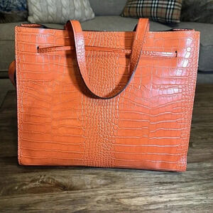 💥PERSAMAN New York Croc Embossed Style Handbag Adjustable Satchel Sienna Purse